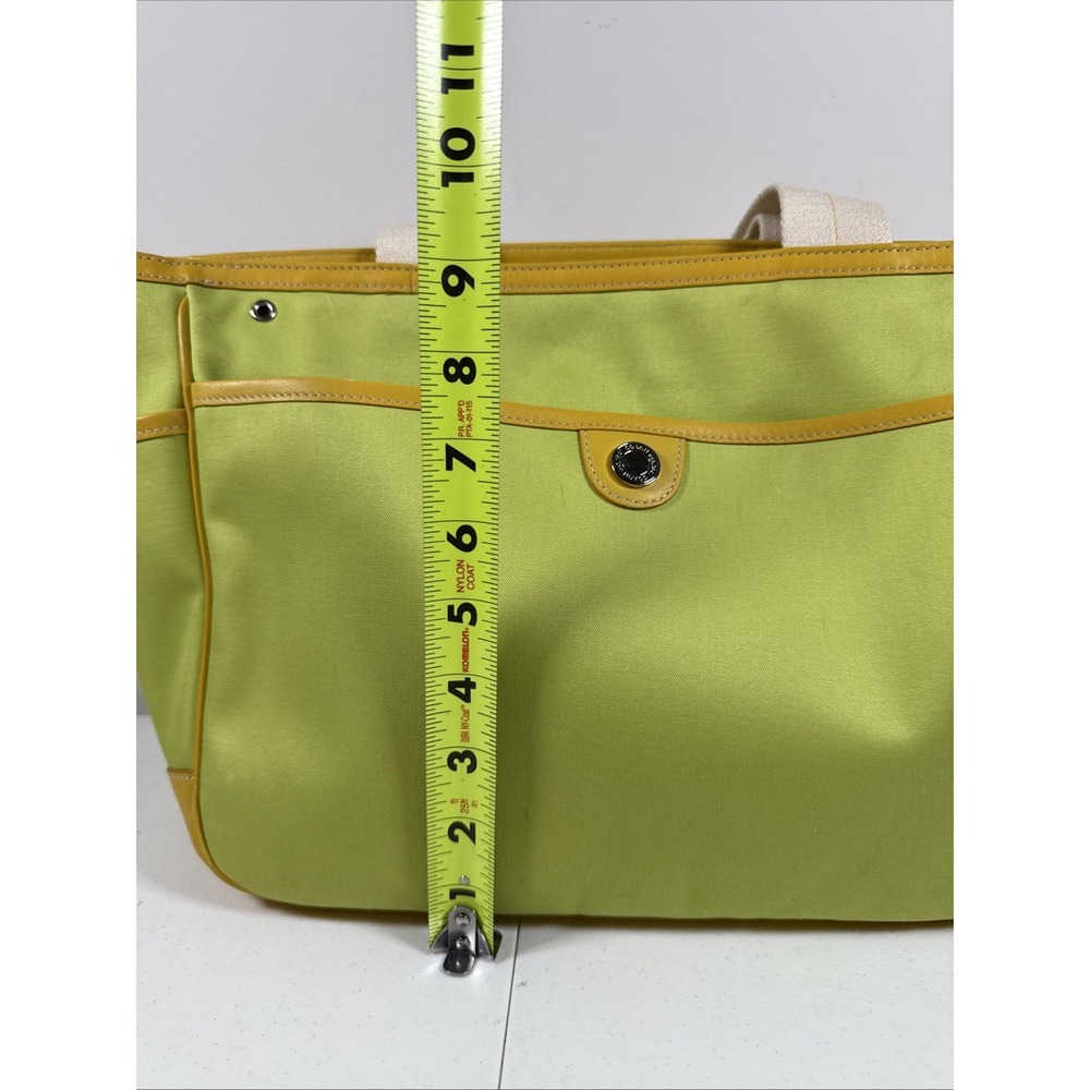 Coach Top Handle Lime Green Tote Zip Multi Pockets Leather Trim Organizer Bag - Picture 16 of 16